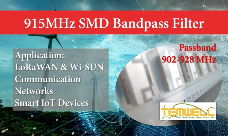 915MHz SMD Bandpass Filter for LoRa & Wi-SUN